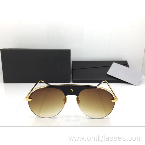 Semi Rimless Round Sunglasses for Women